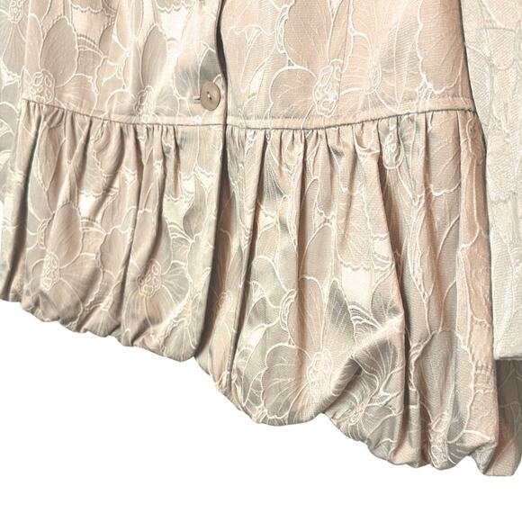 J. Jill Champagne Brocade Jacket Size 12 – Floral Pattern, Ruffled Hem, Stretch - Picture 5 of 9